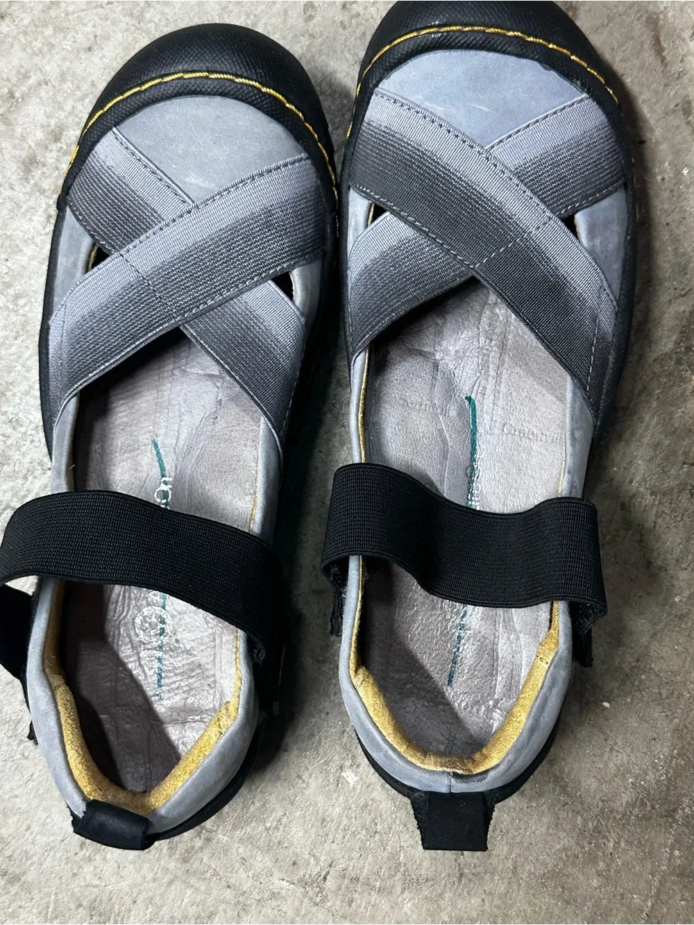 J-41 Gray Slip-On Crossband Casual Flats with Black Strap